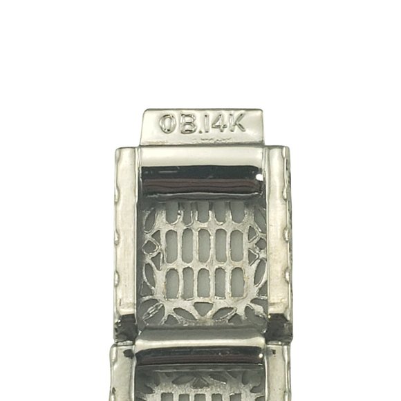 14 Karat White Gold Filigree Diamond Bracelet #10404 - Picture 5 of 7